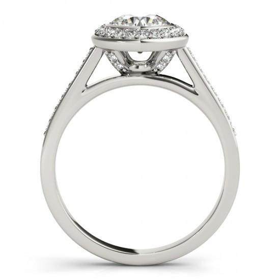 Real 1.50 Carat Round Diamond Halo Ring White Gold 14K - Halo Ring-harrychadent.ca