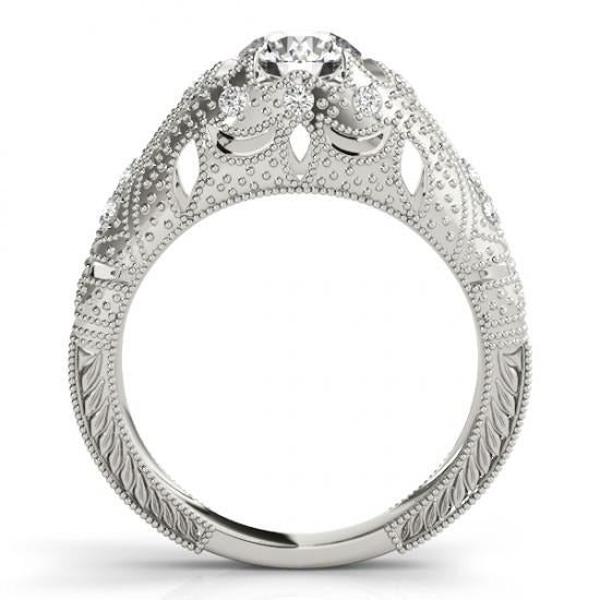 Real 1.50 Carats Diamond Engagement Ring Engraved Solid White Gold 14K - Engagement Ring-harrychadent.ca