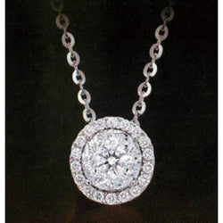 Real 1.50 Carats Natural Earth Mined Diamond Pendant Necklace With Chain White Gold 14K