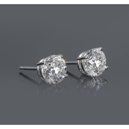 Real 1.50 Carats Four Prong Woman Stud Earring White Gold 14K  F Vs1