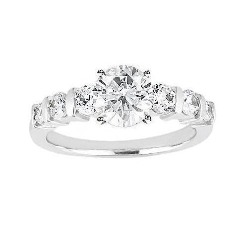Real 1.51 Ct. Round Diamond Engagement Ring White Gold 14K - Solitaire Ring with Accents-harrychadent.ca