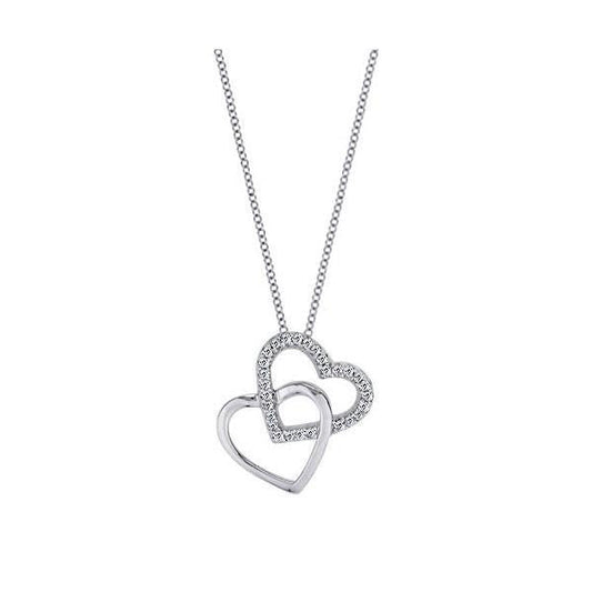 Real 1.5 Ct Round Cut Double Heart Style Pendant Necklace