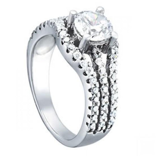 Real 1.75 Ct. Round Diamond Solitaire With Accents Ring Split Shank - Solitaire Ring with Accents-harrychadent.ca