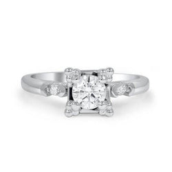 Real 1.85 Carats Round Diamond Engagement Ring Prong Set White Gold