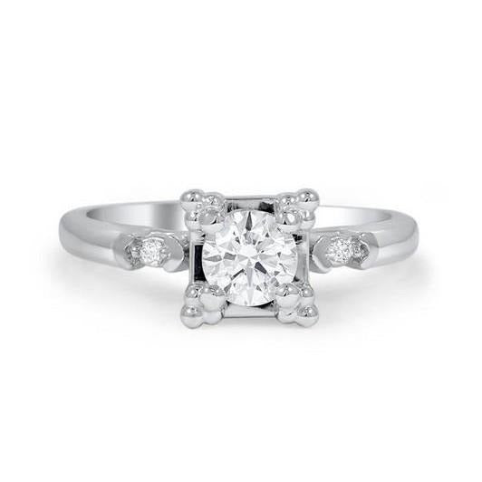 Real 1.85 Carats Round Diamond Engagement Ring Prong Set White Gold - Engagement Ring-harrychadent.ca