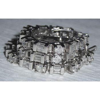 Real 11.40 Ct. Diamond Tennis Bracelet WG Baguettes & Round Diamonds - Tennis Bracelet-harrychadent.ca