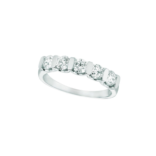 Real 1 Carat Diamond Half Eternity Band 14K White Gold New - Half Eternity Band-harrychadent.ca