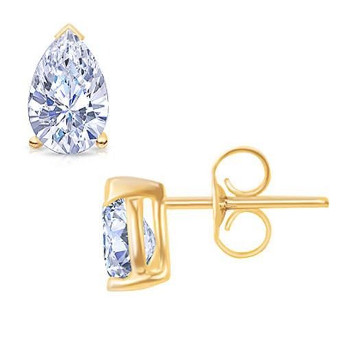 Real 1 Carat G Vs1 Diamond Stud Earring Pair Yellow Gold 14K - Stud Earrings-harrychadent.ca