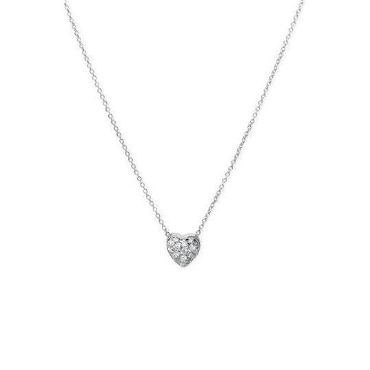Real 1 Carat Round Brilliant Cut Heart Style Pendant Necklace