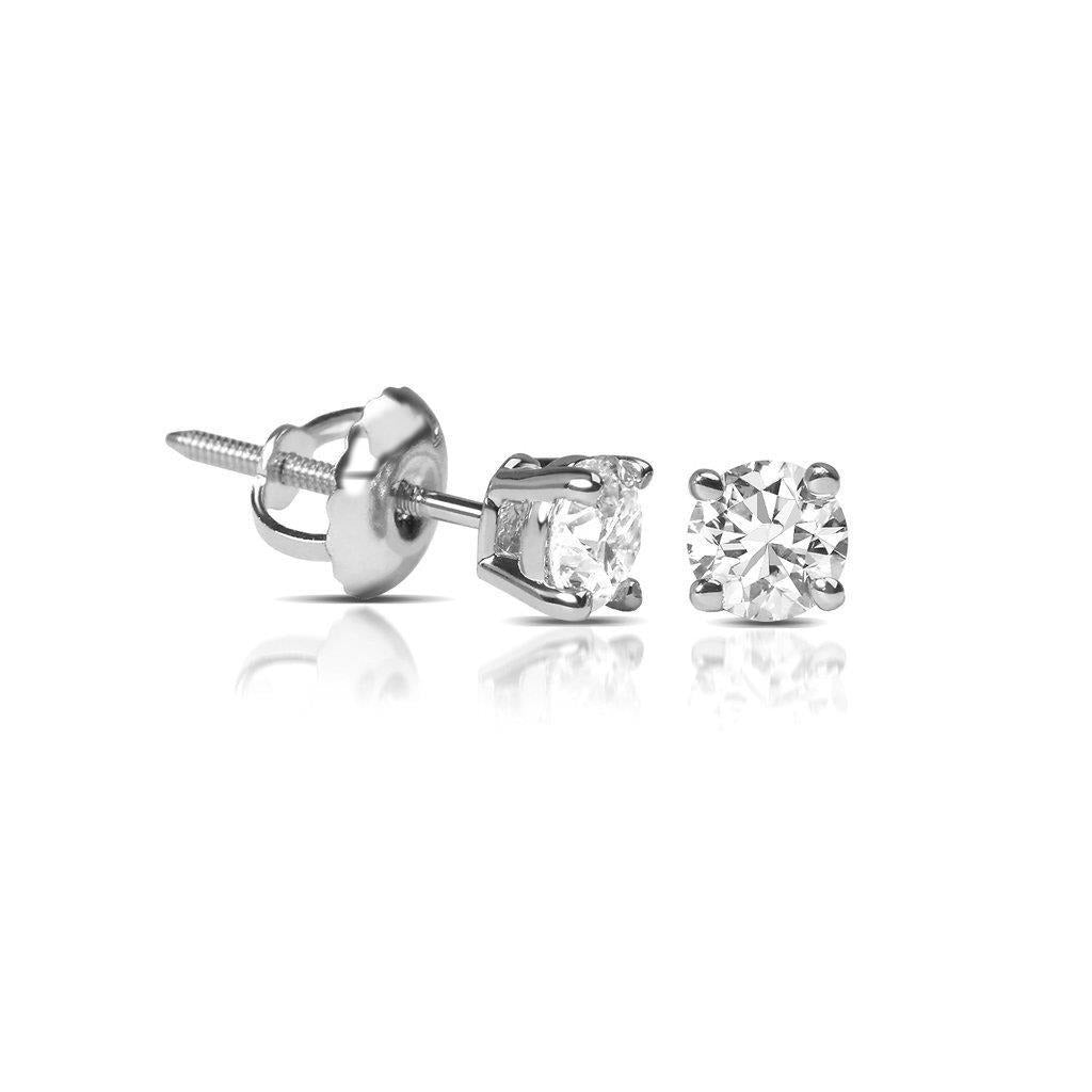 Real 2.10 Carats Diamonds Lady Studs Earrings 14K White Gold - Stud Earrings-harrychadent.ca