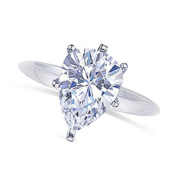 Real 2.50 Carat Solitaire Pear Cut Diamond Engagement Ring