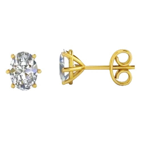 Real 2.50 Carats Diamonds Ladies Studs Earrings New Yellow Gold 14K - Stud Earrings-harrychadent.ca