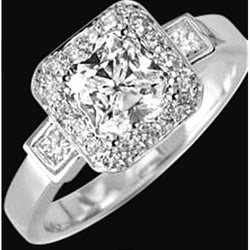 Real 2.51 Ct. Diamond Ring Three Stone With Accents White Gold 14K