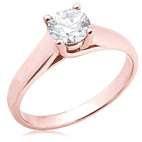 Real 2 Ct. Round Diamond Solitaire Ring Rose Gold New - Solitaire Ring-harrychadent.ca