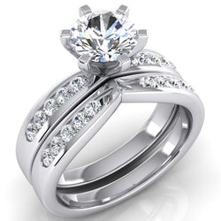 Real 3.25 Carat Natural Earth Mined Diamond Engagement Ring Set White Gold 14K