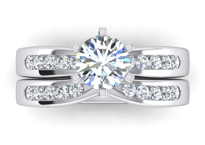 Real 3.25 Carat Diamond Engagement Ring Set White Gold 14K