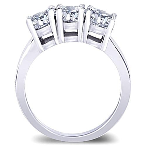 Real 3 Carat Princess Diamonds Three Stone Engagement Ring White Gold 14K