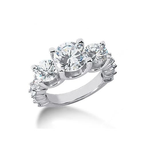Real 4.51 Carat Diamond Anniversary Ring Women White Gold 14K - Three Stone Ring-harrychadent.ca