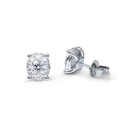 Real 5.00 Carats Diamonds Ladies Halo Studs Earrings 14K White Gold New
