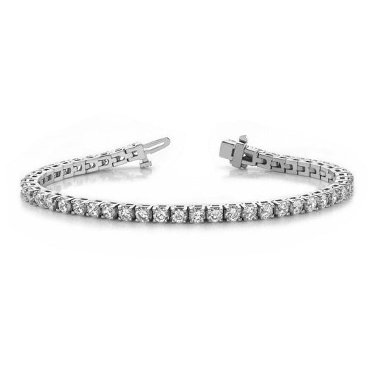 Real 6.90 Carats Round Diamond Basic Tennis Bracelet 14K White Gold - Tennis Bracelet-harrychadent.ca