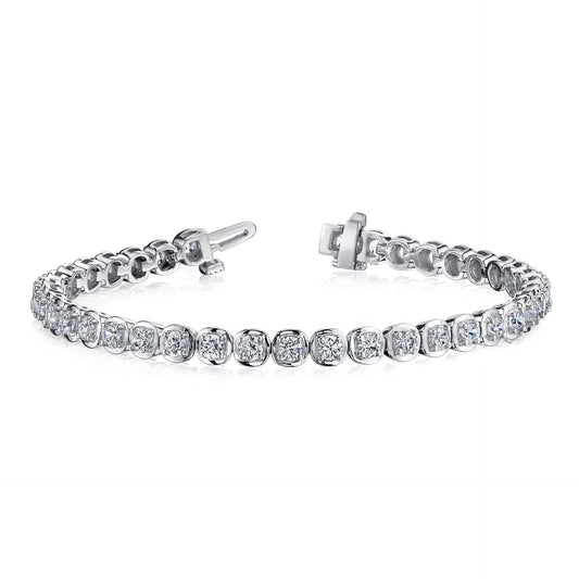 Real 6 Ct Round Cut Diamond Ladies Tennis Bracelet White Gold Jewelry