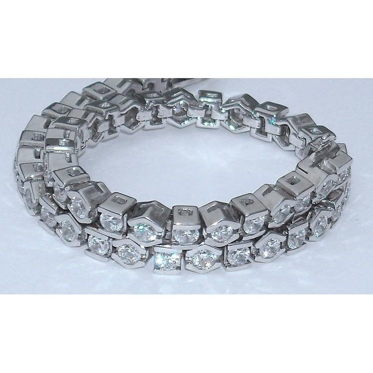 Real 7.50 Carats Diamond Tennis Bracelet Round Half Bezel - Tennis Bracelet-harrychadent.ca