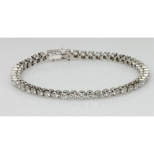 Real 7.50 Ct Round Diamond Tennis Bracelet Solid 14K White Gold - Tennis Bracelet-harrychadent.ca