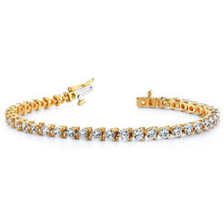 Real 8.20 Carats Diamonds Basic Style Yellow Gold Tennis Bracelet