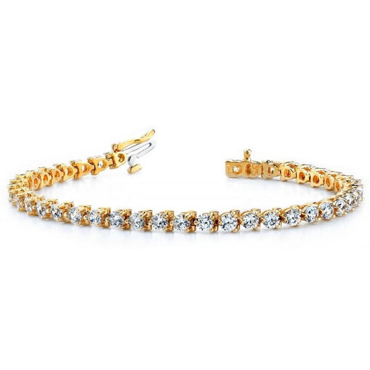 Real 8.20 Carats Diamonds Basic Style Yellow Gold Tennis Bracelet - Tennis Bracelet-harrychadent.ca