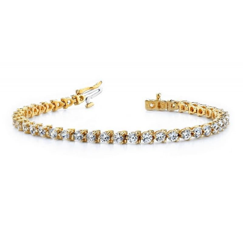 Real 8.20 Carats Diamonds Basic Style Yellow Gold Tennis Bracelet - Tennis Bracelet-harrychadent.ca