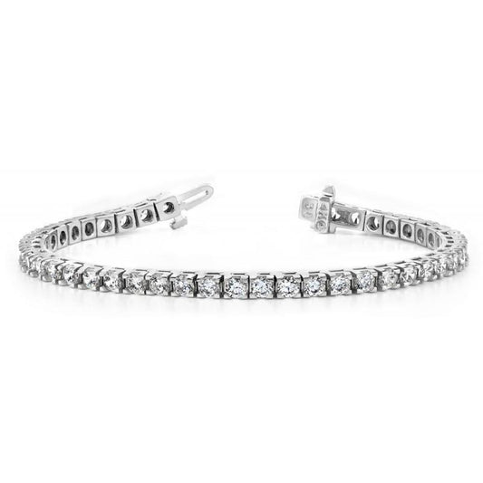 Real 8.60 Carats Round Diamond Basic Tennis Bracelet 14K White Gold - Tennis Bracelet-harrychadent.ca