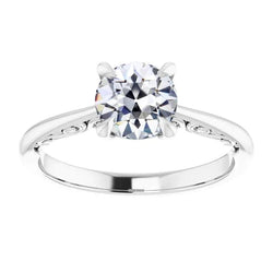 Real Antique Style Solitaire Ring Round Old Mine Cut Natural Earth Mined Diamond 2 Carats