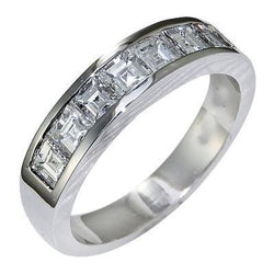 Real Asscher Cut Diamond Wedding Band 3.50 Carats White Gold 14K Men's Ring