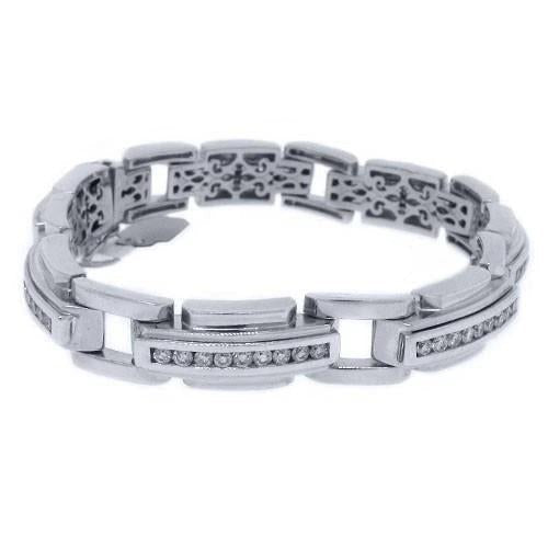 Real Brilliant Cut Diamond Men Bracelet White Gold Jewelry 6 Carats