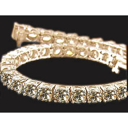 Real Champagne Diamond Gold Tennis Bracelet