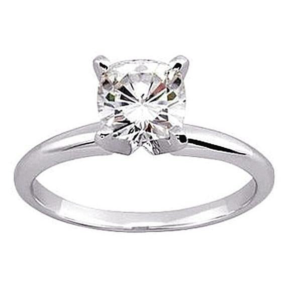 Real Cushion Cut Diamond Solitaire Ring 1.25 Ct. White Gold 14K - Solitaire Ring-harrychadent.ca