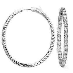 Real Cut Diamonds White Gold 14K  Women Hoop Earrings 3.80 Carats Round