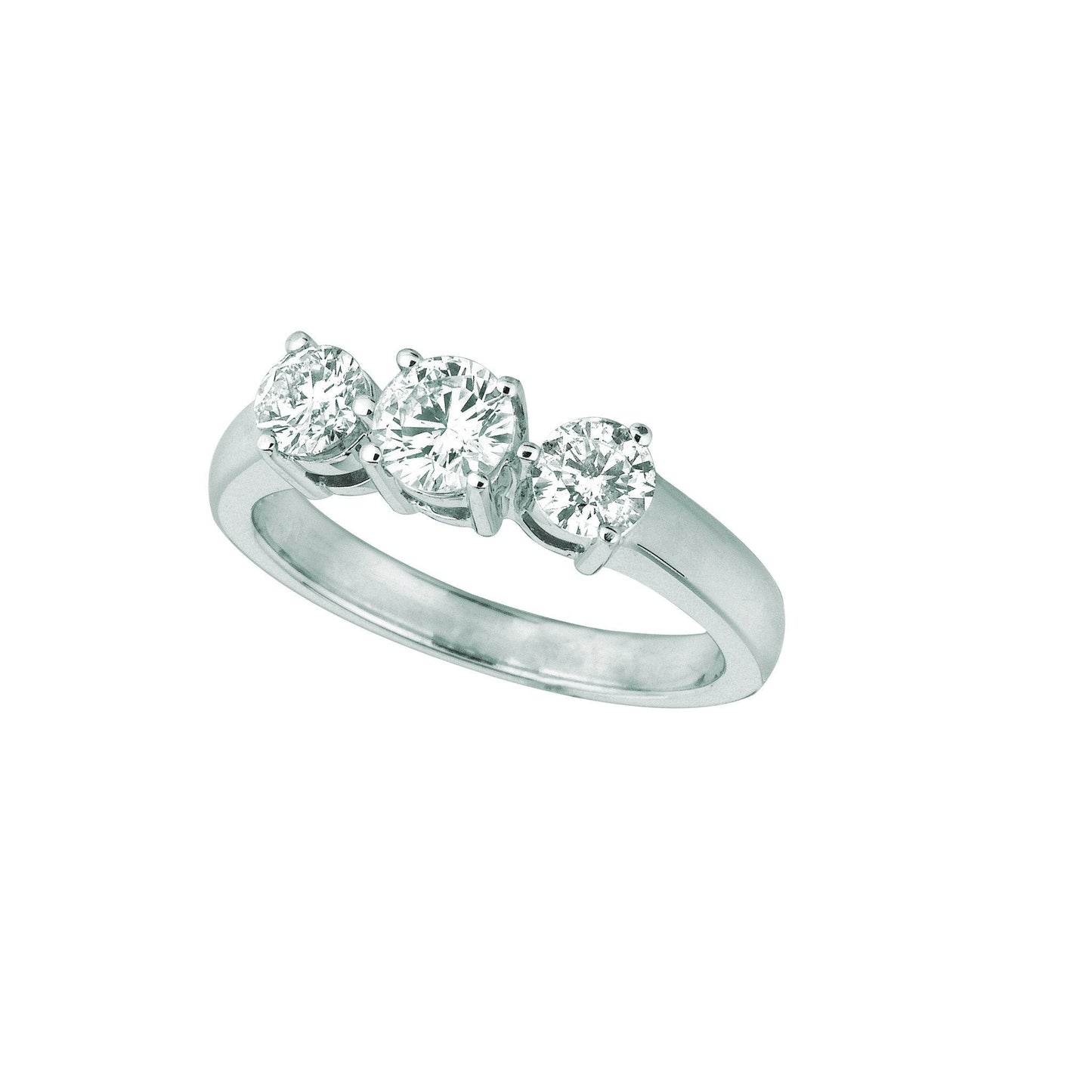 Real Diamond 3 Stones Ring 1 Carat 14K White Gold Jewelry - Three Stone Ring-harrychadent.ca