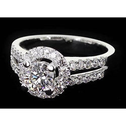 Real Diamond Anniversary Ring 2 Carats Halo White Gold 14K Jewelry