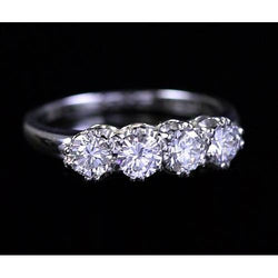 Real Natural Earth Mined Diamond Anniversary Ring 2 Carats Old-Miner Claw Prong Setting