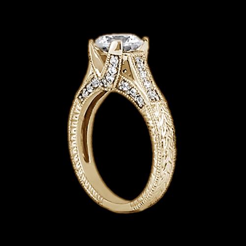 Real Diamond Antique Style Engagement Ring 1.43 Carats Yellow Gold 14K