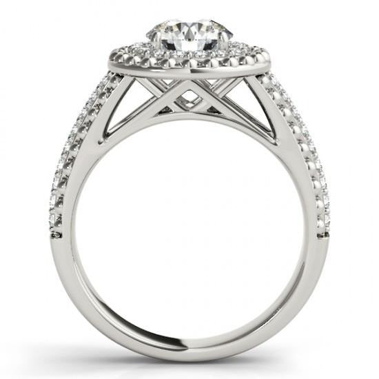 Real Diamond Antique Style Engagement Ring 2 Carats White Gold 14K - Halo Ring-harrychadent.ca