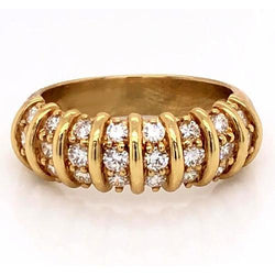 Real Diamond Band 2 Carats Vintage Style Diamond Yellow Gold Women Jewelry