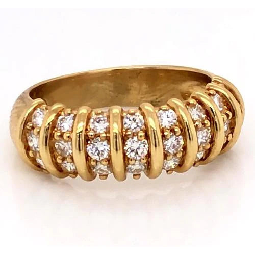 Real Diamond Band 2 Carats Vintage Style Diamond Yellow Gold Women Jewelry