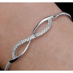 Real Diamond Bangle 3 Carats White Gold Jewelry 14K