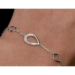 Real Diamond Bracelet 1.50 Carats Women Pear Shape White Gold Jewelry 14K