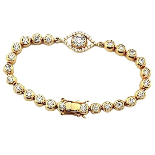 Real Diamond Bracelet 10.75 Carats Bezel Set Evil Eye 14K