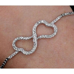 Real Diamond Bracelet Heart 4 Carats Women Jewelry 14K