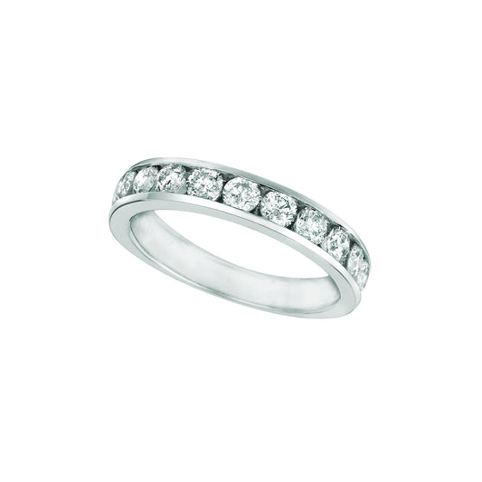 Real Diamond Channel Set Eternity Band 1.25 Carats 14K White Gold Jewelry - Half Eternity Band-harrychadent.ca