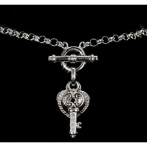 Real Diamond Charm Bracelet Lock & Key Heart 1 Carat Women Jewelry New - Chain Bracelet-harrychadent.ca